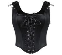 SCARLET DARKNESS Corsetto vittoriano da donna in tinta unita vintage elegante Overbust Lace-up corsetti, Nero tinta unita., 44
