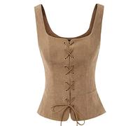 Scarlet Darkness Costume da pirata da donna medievale steampunk, corsetto top pirata steampunk, gilet marrone, XL