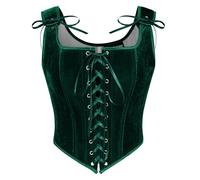 SCARLET DARKNESS Costume da vampiro gotico da donna, per cosplay, feste, club, festival, petto intero, verde scuro, 40