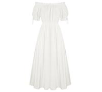 Scarlet Darkness Costume rinascimentale da donna, a maniche corte, maxi abito da pirata, bianco, M