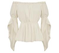 SCARLET DARKNESS Donne Vittoriana Volant Camicetta Senza Spalla Corsetto Medioevo Top, albicocca chiara, L