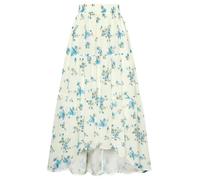 SCARLET DARKNESS Gonna lunga da donna floreale con elastico in vita con orlo alto-basso fluida casual da spiaggia, Beige Blu Floreale, XXL