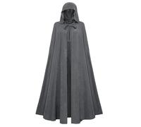 SCARLET DARKNESS Mantello Steampunk da donna, con cappuccio, unisex, maxi mantello per cosplay, grigio scuro