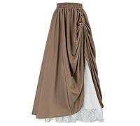 Scarlet Darkness, Maxi Gonna Lunga, da Donna, a Doppio Strato, gonne Stile Rinascimentale, Marrone, S