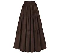 Scarlet Darkness, Maxi Gonna Lunga da Donna Estiva, fluida, Rinascimentale, Gonna con Tasche, caffè, XL