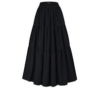 Scarlet Darkness, Maxi Gonna Lunga da Donna Estiva, fluida, Rinascimentale, Gonna con Tasche, Nero, M