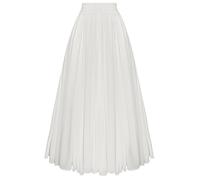 SCARLET DARKNESS Maxi gonna medievale da donna, con elastico in vita, gonna lunga con tasche, bianco, M