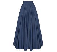 SCARLET DARKNESS Maxi gonna medievale da donna, con elastico in vita, gonna lunga con tasche, blu navy, M