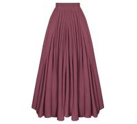 SCARLET DARKNESS Maxi gonna medievale da donna, con elastico in vita, gonna lunga con tasche, Rosso carminio, L