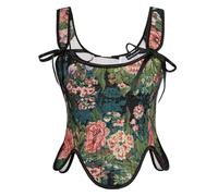 SCARLET DARKNESS Steampunk - Sottovaso da donna, per Halloween, Carnevale, vampiro, con fiori rosa e nero, 42, multicolore
