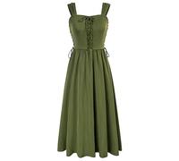 Scarlet Darkness Vestito Lungo da Donna Senza Maniche con Lacci in Stile Cottagecore, Verde, XL