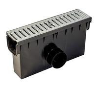 ScarMaxx Canaletto di scolo - Cestini di Raccolta Griglia per Canaletto A15 - Compatibile con Il Sistema da 115 mm - Plastica - Polipropilene (PP) - 2 x Attacco per Tubo kg DN110 - Acciaio zincato