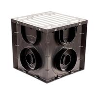 ScarMaxx - Scarico a Terra 250x250 mm - Scarico a Terra con sifone, con Attacco per Tubo kg di Varie Dimensioni - Scarico a Terra in plastica - Griglia zincata