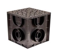 ScarMaxx - Scarico a Terra 250x250 mm - Scarico a Terra con sifone, con Attacco per Tubo kg di Varie Dimensioni - Scarico a Terra in plastica - Griglia in ghisa