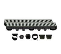 ScarMaxx - Set di canalette di drenaggio A15 - Canaletta per Pavimenti - Drenaggio dell'Acqua piovana - Canaletta di drenaggio - Piatto - Plastica - Altezza 115 mm - in Acciaio zincato - 2m