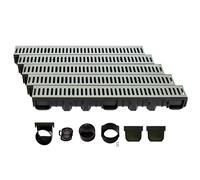ScarMaxx - Set di canalette di drenaggio A15 - Canaletta per Pavimenti - Drenaggio dell'Acqua piovana - Canaletta di drenaggio - Piatto - Plastica - Altezza 115 mm - in Acciaio zincato - 5m