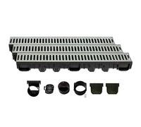 ScarMaxx - Set di canalette di drenaggio A15 - Canaletta per Pavimenti - Drenaggio dell'Acqua piovana - Canaletta di drenaggio - Piatto - Plastica - Altezza 115 mm - in Acciaio zincato - 3m