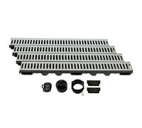 ScarMaxx - Set di canalette di drenaggio A15 - Canaletta per Pavimenti - Drenaggio dell'Acqua piovana - Canaletta di drenaggio - Piatto - Plastica - Altezza 60mm - a Barre in Acciaio zincato - 4m