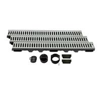 ScarMaxx - Set di canalette di drenaggio A15 - Canaletta per Pavimenti - Drenaggio dell'Acqua piovana - Canaletta di drenaggio - Piatto - Plastica - Altezza 60mm - in Acciaio zincato - 3m