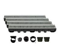 ScarMaxx - Set di canalette di drenaggio A15 - Canaletta per Pavimento - Drenaggio dell'Acqua piovana - Canaletta di drenaggio - Piatto - Plastica - Altezza 115 mm - in Acciaio zincato - 4m