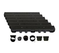 ScarMaxx - Set di canali di drenaggio A15 - Canale per Pavimenti - Drenaggio dell'Acqua piovana - Scarico - Canale di drenaggio - Piatto - Plastica - Altezza 115 mm - Nera Classic - 6m