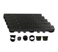 ScarMaxx - Set di canali di drenaggio A15 - Canale per Pavimenti - Scarico dell'Acqua piovana - Scarico - Canale di drenaggio - Piatto - Plastica - Altezza 115 mm - longitudinale Linea Nero - 5m
