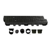 ScarMaxx - Set di canali di drenaggio A15 - Canale per Pavimenti - Scarico per Acqua piovana - Scarico - Canale di drenaggio - Piatto - Plastica - Altezza 115 mm - longitudinale Linea Nero - 2m