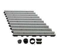 ScarMaxx - Set di grondaie di drenaggio A15 - Grondaia - Scarico dell'Acqua piovana - Scarico con griglia - Canale di drenaggio - Piatto - Plastica - Altezza 60 mm - Acciaio zincato - 10 m
