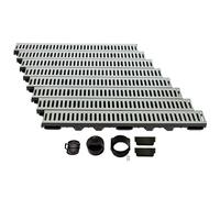 ScarMaxx - Set di grondaie di drenaggio A15 - Grondaia - Scarico dell'Acqua piovana - Scarico con griglia - Canale di drenaggio - Piatto - Plastica - Altezza 60 mm - Acciaio zincato - 8 m