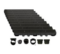 ScarMaxx - Set di grondaie di drenaggio A15 - Grondaia - Scarico dell'Acqua piovana - Scarico con griglia - Canale di drenaggio - Piatto - Plastica - Altezza 115 mm - con Stegrost Classic Nero - 10 m