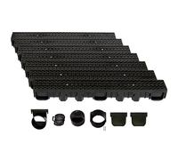 ScarMaxx - Set di grondaie di drenaggio B125 - grondaia - Scarico Acqua piovana - Scarico con griglia - Fondo di drenaggio - Piatto - plastica - Altezza 115 mm - griglia di Design a Nido d'Ape Nero -