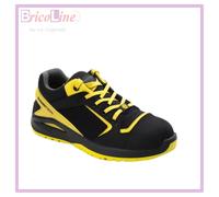 Rossini Tech - Scarpe Antinfortunistiche da Lavoro Olympia Unisex Uomo Donna, Pelle Effetto Nabuk, Sistema R-Fresh, Puntale in Fibra di Vetro, Colore Nero Giallo (40)