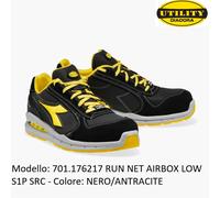 SCARPA ANTINFORTUNISTICA DIADORA RUN NET AIRBOX LOW S1P SRC NERO/ANTRACITE