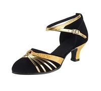 Scarpa da Ballo Latino da Donna Punta Chiusa - Modern Tango Ballroom Salsa Party Cinturino alla Caviglia Heel Standard Ballando Signore Contemporanea, Nero, 38 EU (39 fabbricante)