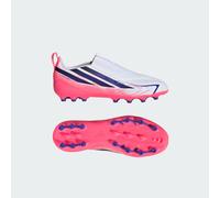 adidas Unisex - Bambini e Ragazzi F50 Hyperfast League Laceless Artificial Ground Football Boots Kids Shoes, Ftwr White/Solar Purple/Solar Turbo, 31 1/2 EU