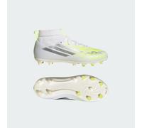 Scarpa da calcio F50 SPARKFUSION LEAGUE mid-cut per terreni naturali compatti/superfici in erba artificiale per bambini e bambine Cloud White / Iron Metallic / Hi-Res Yellow 31 1/2