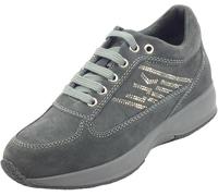 Lumberjack Raul SW01305 Dk Grey Sneakers per Donna in Nabuk con Zeppa bombata e Strass (Taglia 37)