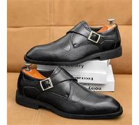 Scarpa Elegante Uomo Nero Monk Strap Fibbia Singola Cerimonia Sintetica V6T2P