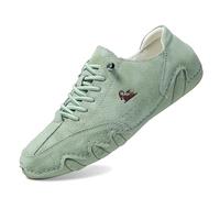 Scarpa facile da indossare uomo a piedi in pelle scamosciata scarpe da ginnastica traspiranti infilando imbottite in pieno ortopedico sneakers comode slip on piede largo per il lavoro, verde, 39 EU