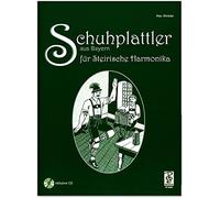 Scarpa Plattler in Baviera per steirische Armonica - Manico scrittura - Autore Max Winkler - Note musicali con CD e colorata herzfoermiger Note KLAMMER