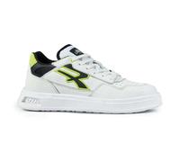 U-Power Urban Lifestyle Harlow, Scarpe Sportive e Casual Bianche, Nere e Giallo Fluo in Morbida Pelle. Sneakers Basse con Suola Antiscivolo con Inserto Infinergy, Ideali per l'uso Quotidiano.