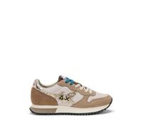scarpa SUN68 DONNA Sneaker Stargirl Glitter LOGO suede e nylon BIEGE Z44210 2024