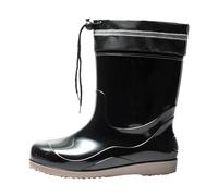 Scarpa Uomo Inverno Estate Scarpe Antipioggia con Bocca Elastica con Cordoncino da Uomo, Scarpe in Gomma, Calze di Mollet Antiscivolo Scarpe Appartamenti Uomini Nero E Bianco, Le Noir, 41 EU
