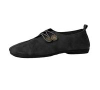 Scarpe a piedi nudi da donna, eleganti e comode, in pelle, basse, leggere, da sera, da ballerine, alla moda, con punta rotonda, Nero , 42 EU