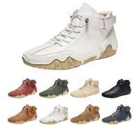 Scarpe a piedi nudi, ergonomiche, in pelle, impermeabili, con lacci, bianco, 44 EU