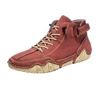 Scarpe a piedi nudi, ergonomiche, in pelle, impermeabili, con lacci, Colore: rosso, 44 EU