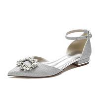 Scarpe a Punta da Donna, 2023 Décolleté con Tacco Basso Scarpe con Cinturini con Borchie con Strass Slip On Scarpe da Sposa per la Festa Nuziale