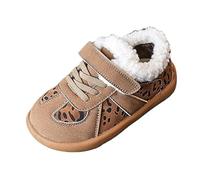 Scarpe a rete per bambini, invernali, impermeabili, piatte e calde, comode, con occhio di tesoro (Brown, 28 Toddler)