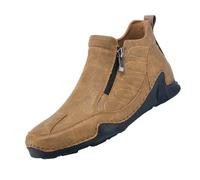 Scarpe alte da uomo in pelle scamosciata, con cerniera, mocassini da passeggio con fondo piatto, scarpe in pelle di grandi dimensioni, leggere, per il tempo libero, scarpe sportive, traspiranti, in