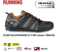 Scarpe antinfortunistiche Cofra FLUENT BLACK-ORANGE S1 P SRC tessuto traspirante